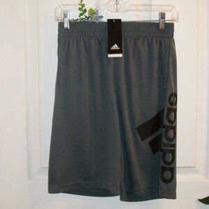 SOLD! ADIDAS Boys L 14/16 Gray Activewear Shorts NWT MSRP $28 Black Logo